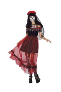 Adult Female Costumes to Hire - Day of Dead dress - Ladies - MEDIUM